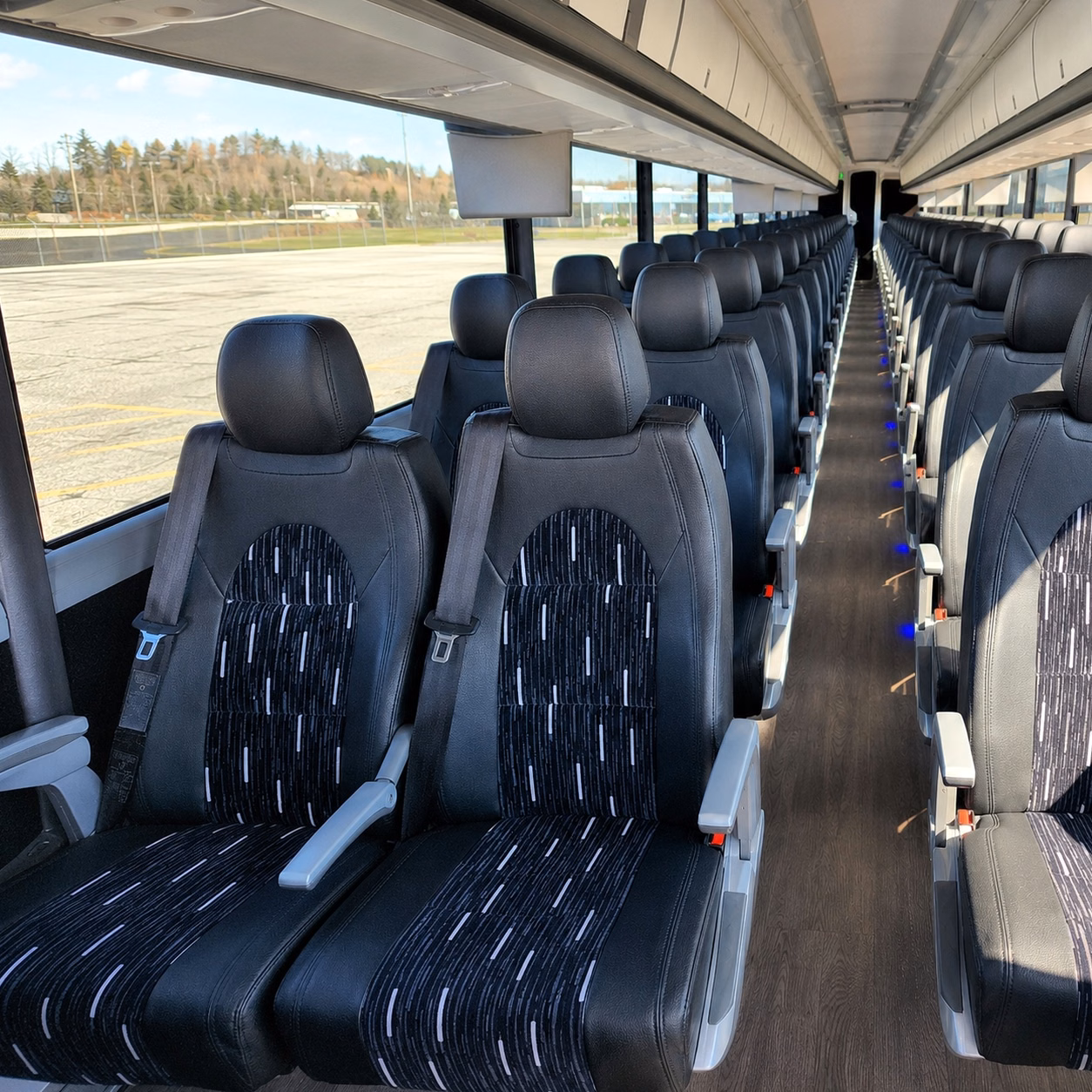 vista charter bus rental interior